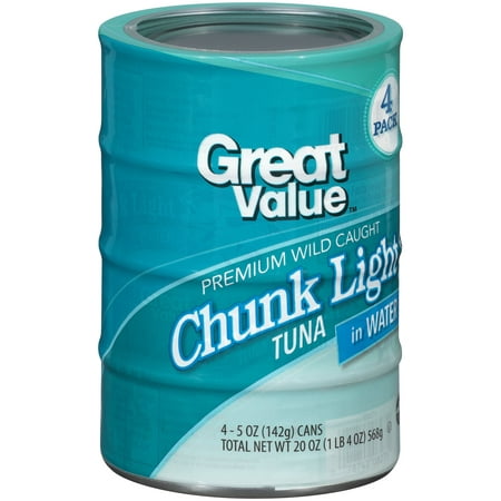 (8 Cans) Great Value Chunk Light Tuna in Water, 5