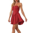 thumbnail image 4 of Unique Bargains Robes Sans Bretelles pour Femmes Col Cœur Fermeture Éclair devant Robe de Soirée Tube Rouge m, 4 of 5