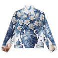 thumbnail image 4 of Jackets for Women Winter Coat Jackets Flannel Stand Collar Jacket(Blue Floral Vase Set,Size:S-4XL), 4 of 7