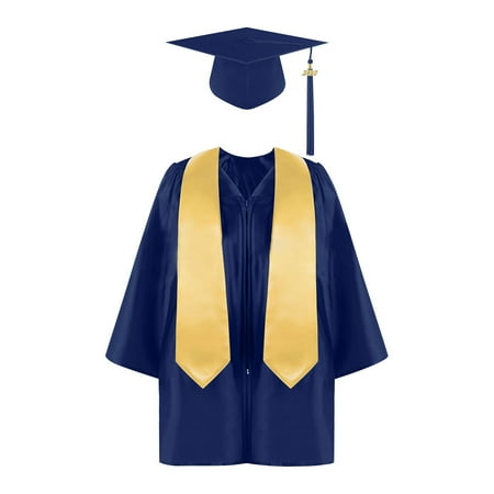 Preschool and Kindergarten Graduation Outfits Kids School Uniforms with Tassel Cap Gown Boys Girls 2025 Sets (3 Years Navy)
