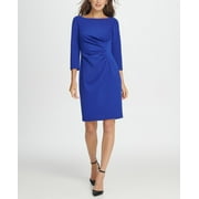 DKNY Women's Ponte Side Ruche Sheath Dress Blue Size 2
