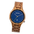 thumbnail image 1 of Reloj de madera para hombre analógico de correa de madera clara reloj de pulsera esfera azul Jinwen Reloj de pulsera de madera para hombre, 1 of 8