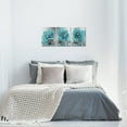 thumbnail image 6 of Teal Blue Flower Wall Art Turquoise Rose Painting Canvas Print Bedroom Decor Still Life 3 Pieces Home Decor Modern Black and White Floral Pictures for Bathroom Kitchen Living Room Ready to Hang, 6 of 6