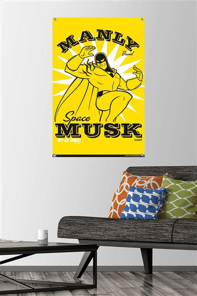 Space Ghost Coast to Coast - Manly Space Musk Wall Poster with Pushpins, 22.375" x 34"