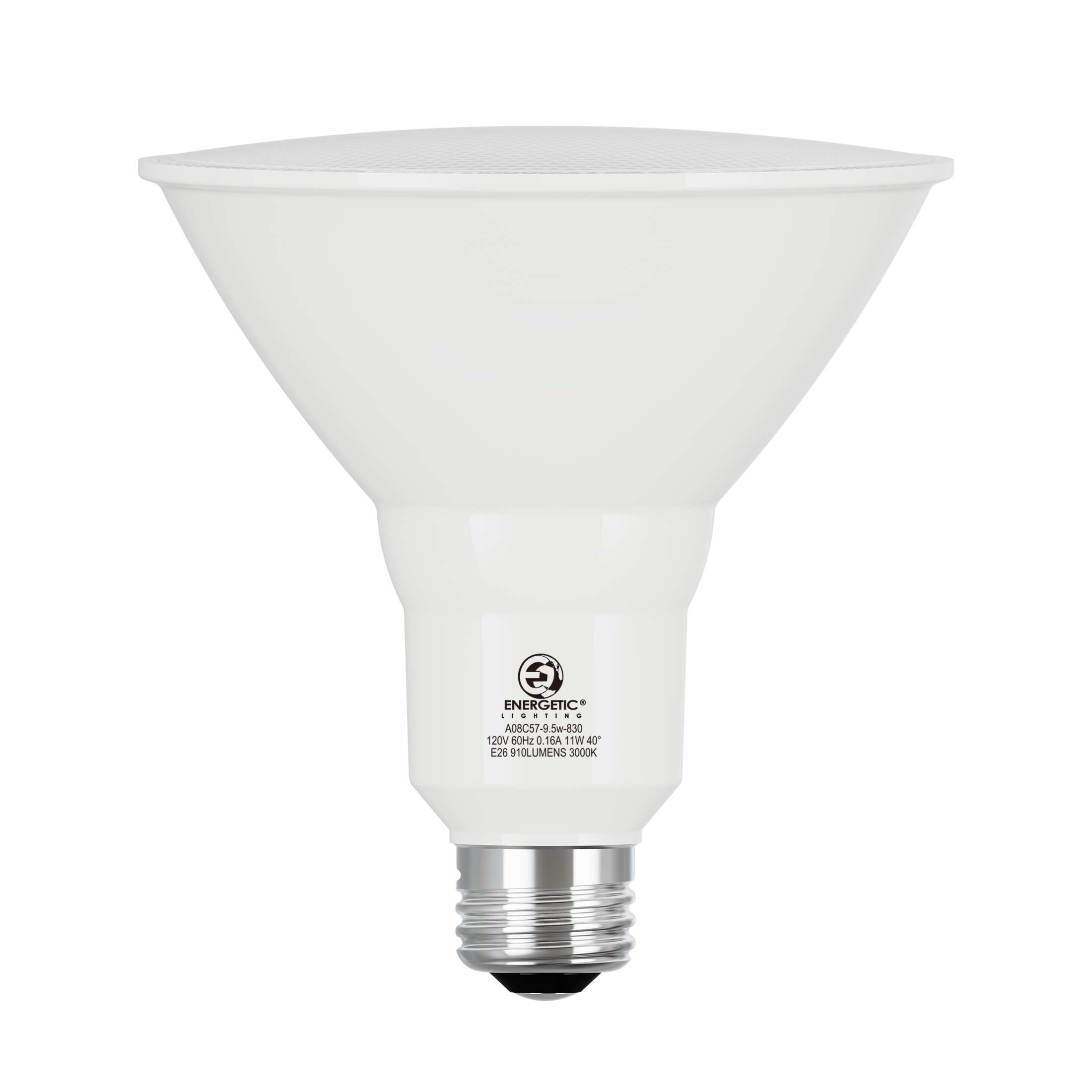 Energetic PAR38 LED Floodlight Bulbs, 9.5W, 75W Equivalent, Warm White 2700K, E26 Base, Indoor/Outdoor, 6-Pack