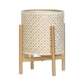 thumbnail image 2 of Fluted Metal Planter Pot With 4-Leg Gold Metal Base - White & Gold - 12"H x 9.5"W, 2 of 4