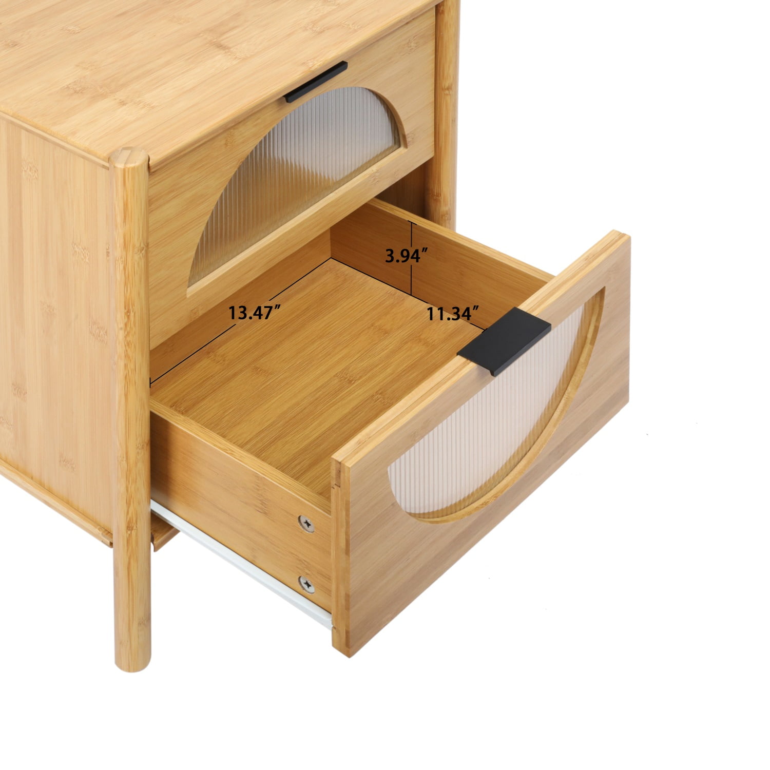 Kadyn Nightstand Side Table, Bamboo End Table with 2 Drawers, Modern Bedside Table for Bedroom, Living Room, Barnwood Kadyn Nightstand Side Table, Bamboo End Table with 2 Drawers, Modern Bedside Table for Bedroom, Living Room, Barnwood