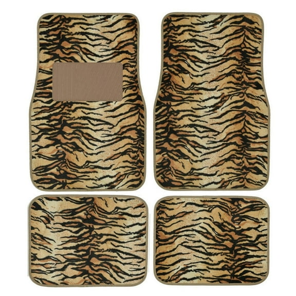 New 4PC Animal Print Tiger Floor Mat Set Universal For Cars Trucks SUVs