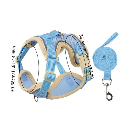 Tunhigl Comfortable Adjustable Reflective Breathable Pet Harness for Cats and Dogs No Pull Safety for Night Walks Fall Outdoor Activities Blue