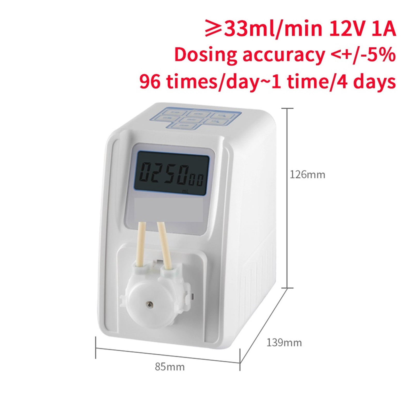 33ml/min KSP-F01A Peristaltic Dosing Pump 12V DC Motor LCD Screen High Precision Doser For Aquarium Circulation Pump ,High-Efficiency Filling