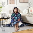thumbnail image 4 of Wearable Blanket,DarkBlue Cartoon Dinosaurs Text Pattern Hooded Wearable Flannel Blanket for Adults & Teens,Winter Poncho Shawl Wrap Cape Cozy Anti-Pill,50"x60", 4 of 5