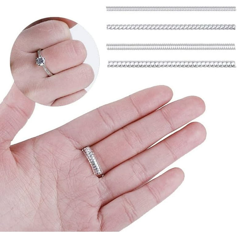 16pcs White Ring Resizer 4 Sizes Invisible Ring Guards Spiral Ring Spacers  For Women and Mens