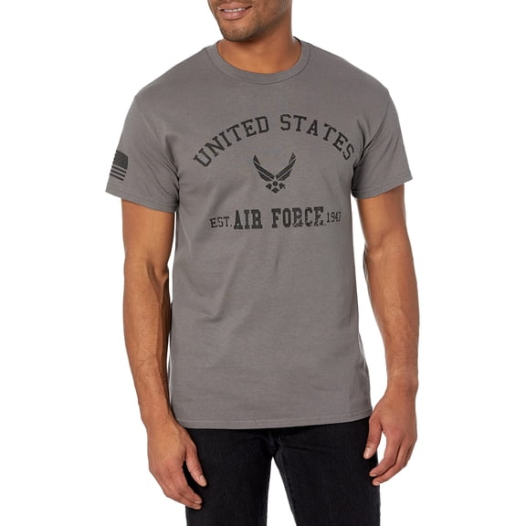 Icon Sports Men's Standard U.S. Air Force Short Sleeve T-Shirt, Grey, Small