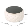 thumbnail image 2 of Chana Glam Velvet and Tempered Glass Coffee Table Ottoman, Beige, 2 of 6