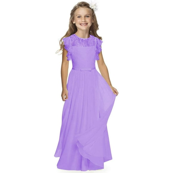 Robes de Communion Sainte pour Filles 1-12 Ans Blanc Cassé Taille 2 Lilas 8