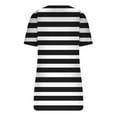 thumbnail image 2 of Scyoekwg Tops For Women Trendy Round Neck Button Slim Basic Tops Striped Printed Graphic Tee Summer Comfy Short Sleeve T Shirts Casual Loose Lightweight Blouses (Black,XL), 2 of 4
