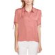 thumbnail image 1 of Vince Camuto Blusa con botones en los hombros y cordón para mujer, rojo, pequeña Vince Camuto Abotonar, 1 of 1
