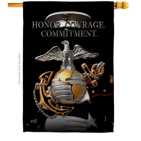 Angeleno Heritage  28 x 40 in. Honor Courage Commitment House Flag with Armed Forces Marine Corps Double-Sided Decorative Vertical Flags Decoration Banner Garden Yard Gift