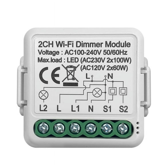 Tuya Wifi Smart Dimmer Switch Module 10A Support 2 Way Control 2 Gang Compatible for Home Smart Life App