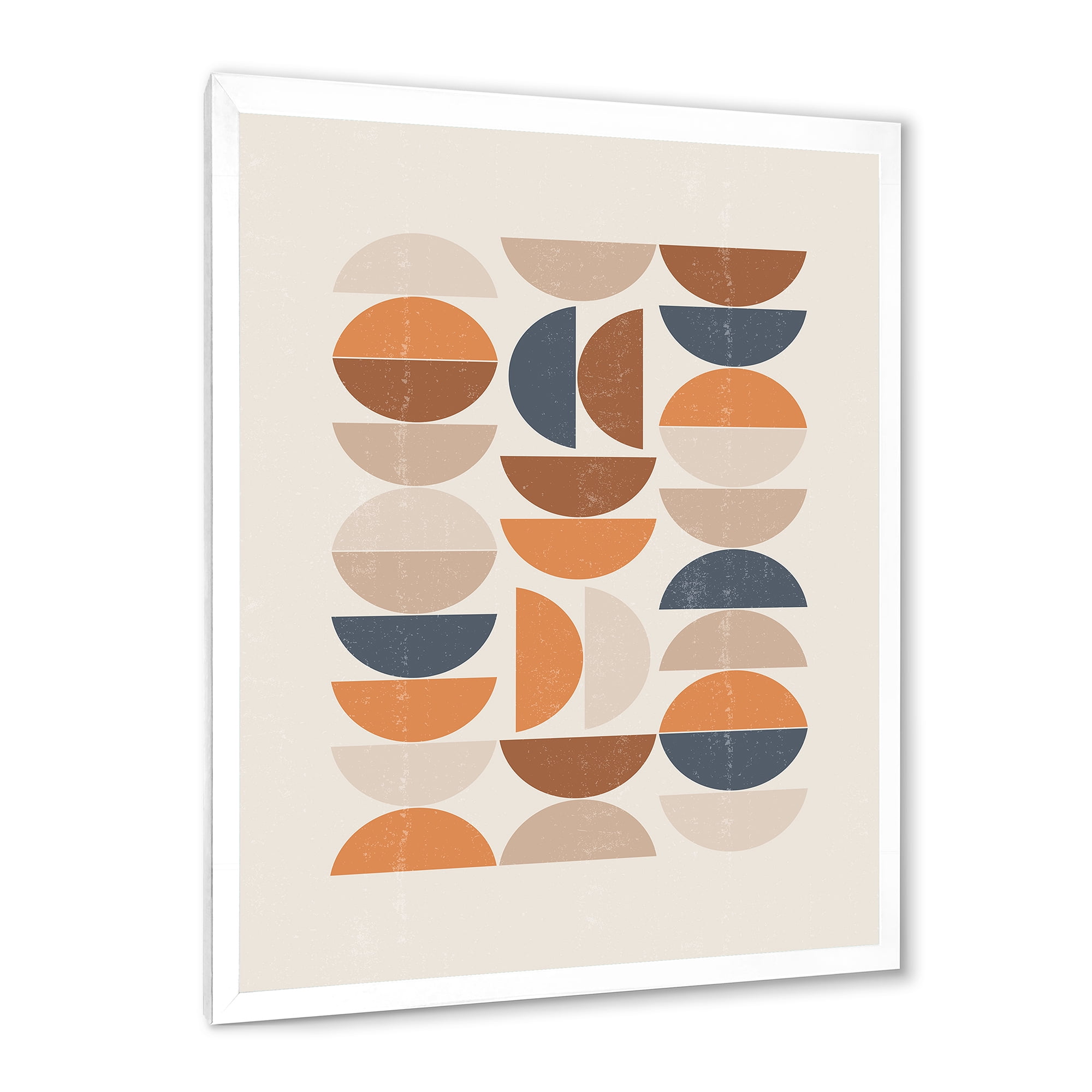 Designart 'Abstract Moon and Sun In Orange and Blue' Modern Framed Art Print