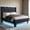 Black, variant on MARQUESSIA Full Bed Frame with Crystal Pu Leather Upholstered Headboard and LED Lights Charging Station No Box Spring Needed Sturdy & Noise-Free Beige