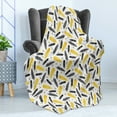 thumbnail image 4 of Yellow Soft Flannel Fleece Throw Blanket, Bird Feathers Patterns with Polka Dots Exotic Style Tribal Design Animal Print, Cozy Plush for Indoor and Outdoor Use, 70" x 90", Yellow Black, by Ambesonne, 4 of 5