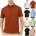 thumbnail image 1 of Sentmoon Blouse for Mens Plus Size Loose Turndown Collar Short Sleeve Breathable Vacation Outfits Button up Solid Color Beach Tshirts Delightful for Wedding Guest Beige M, 1 of 6
