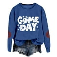 thumbnail image 5 of TrendOFT Game Day Football Sweatshirts for Women Cute Graphic Funny Sunday Casual Long Sleeve Crewneck Pullover Top Blue XXL, 5 of 6