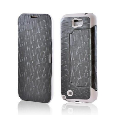 Samsung Galaxy Note 2 Case, [Gray Matrix Design] Slim & Protective Crystal Glossy Snap-on Hard Polycarbonate Plastic Case