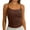 Brown, variant on Vivianyo HD Women's Slim Fit Spaghetti Strap Ribbed Crop Cami Tank Top, Scoop Neck Sleeveless Casual Basic Top, Women's Black, Sizes S-2XL