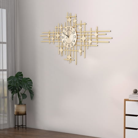 Modern Gold Decorative Large Wall Clock 39.37*19.69in for Living Room, Office, Kitchens, Dining Rooms