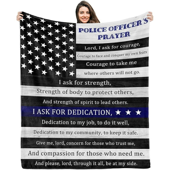Police Officer Gifts for Him, Police Gifts for Men, Thin Blue Line Police Flag Blanket 50"x60", Police Academy Graduation Gifts, Best Gift for Policemen, for Police Officers