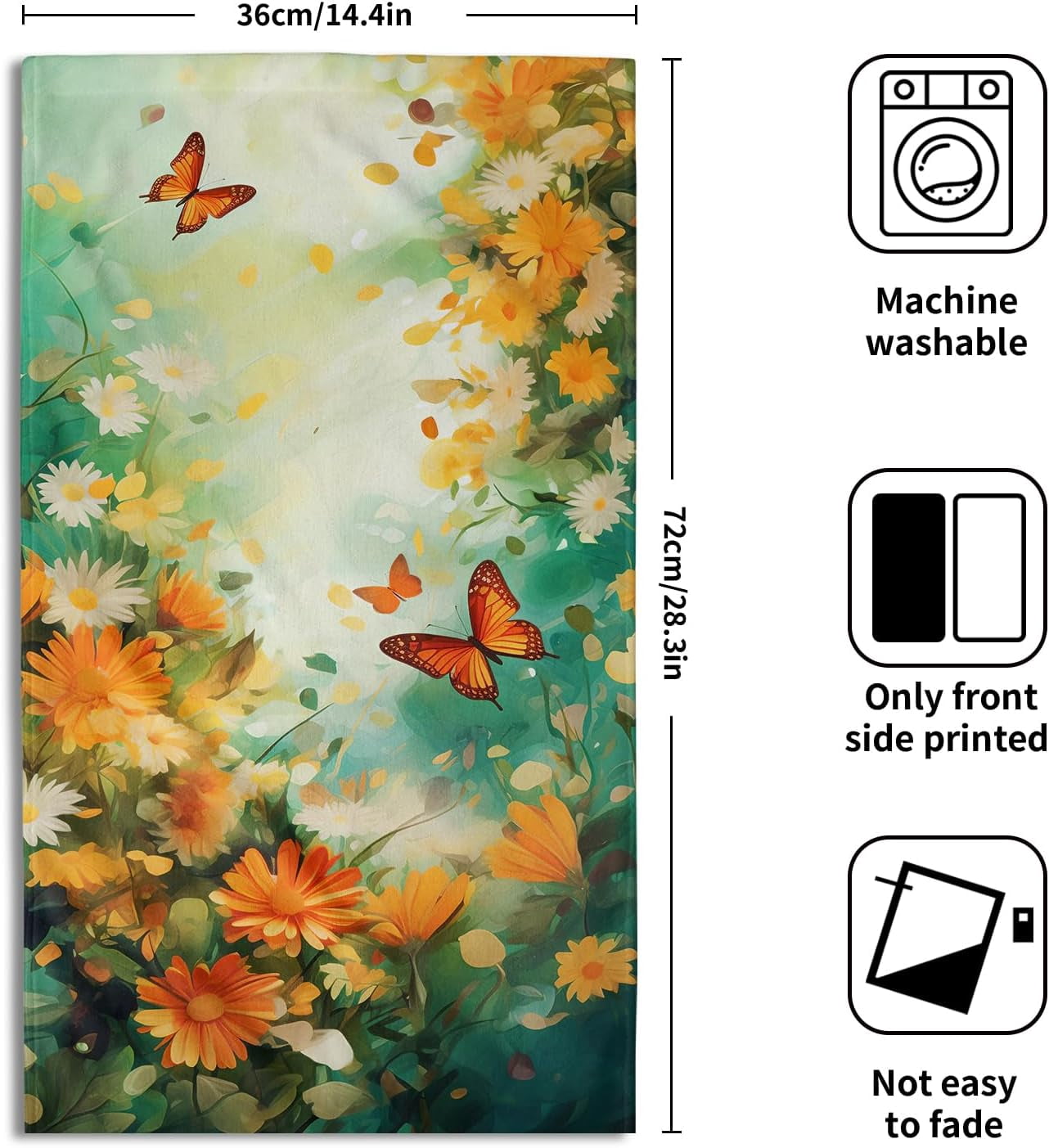 Butterfly Flower Hand Towel - Face Towels Set of 2 Floral Kitchen Tea Towels Butterflies Flowers Fingertip Towel for Bathroom Hotel Spa Decor Gift
