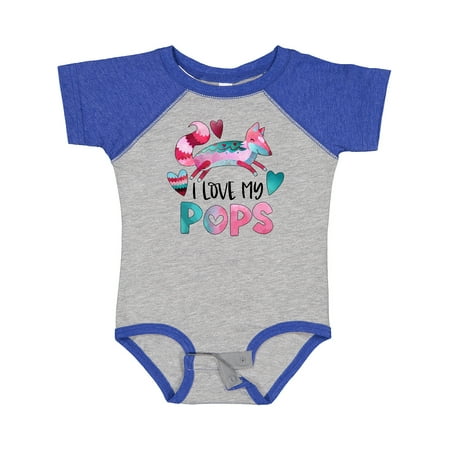 

Inktastic I Love My Pops Pink and Blue Fox with Hearts Gift Baby Boy or Baby Girl Bodysuit