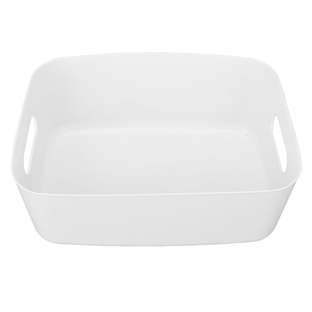 Cesta de almacenamiento, diseño de mango blanco de gran capacidad, contenedor de almacenamiento de plástico de aplicación amplia de PP duradero