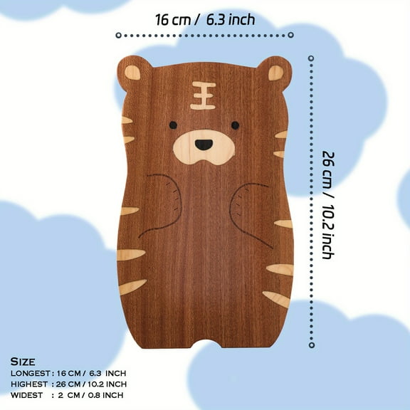 Sapele Wood Cutting Board Set, Animal - Shaped Chopping Board for Fruits, Baby Food, Tea Set & Cup Holder, Home Kitchen Rectangular Serving Board