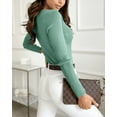 thumbnail image 2 of Sherrylily Women Sexy Long Sleeve Sweater Pullover Scoop Neck Button Up Tops, 2 of 7