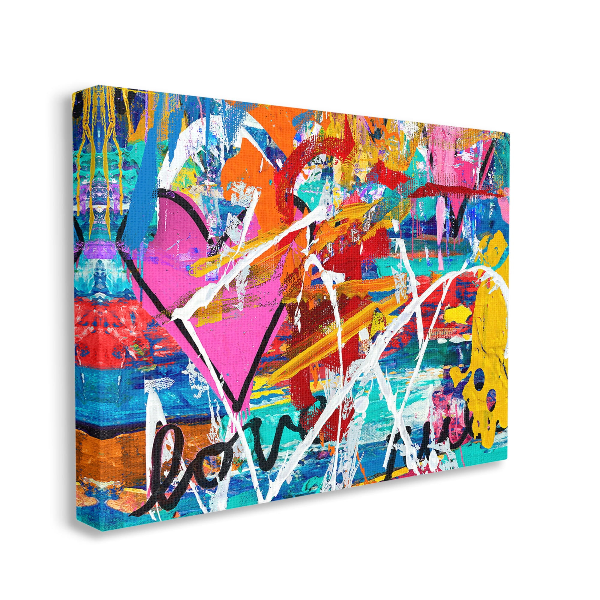 Stupell Industries Urban Heart Graffiti Collage Abstract Painting Gallery Wrapped Canvas Art Print Wall Art, 48 x 36