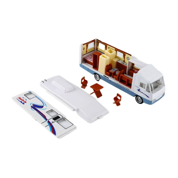 Modelo de RV de aleación, modelo de Mini RV, coche de juguete, autocaravana, juguete en miniatura para tirar hacia atrás, RV, juguete desmontable,