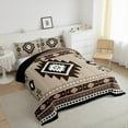 thumbnail image 3 of jejeloiu Vintage Aztec Rhombus Full Size Comforter Sets,Boho Tribal Geometric Bedding Comforter Set,Brown White Black Bedding Sets For Kids,Luxury Bedroom Decor Reversible,3-Piece, 3 of 8