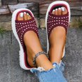 thumbnail image 4 of HTHLVMD Embellished Casual Sandals, Sparkly Rhinestone Slides, Party Style Slide Shoes, Ladies Open Toe Slippers With Rhinestone Accent and Woven Mesh Upper for Casual Spring Summer Wear, Wine 7.6, 4 of 6