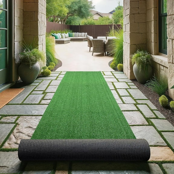 Artificial Grass Turf 2'7" x 7' Indoor Outdoor Faux Grass Rug with Drainage Holes, Customizable with Extra Long Size Options, Perfect for Patio Lawn Balcony Weddings Photoshoot Backdrop
