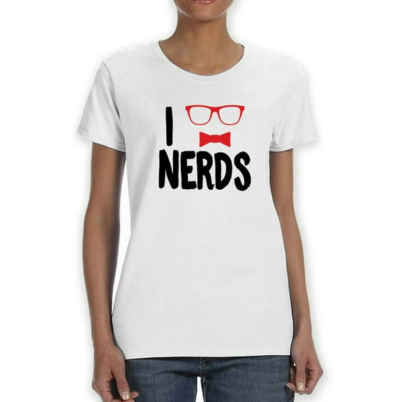 I love Nerd Graphic Quote Women White T-Shirt, Female XX-Large