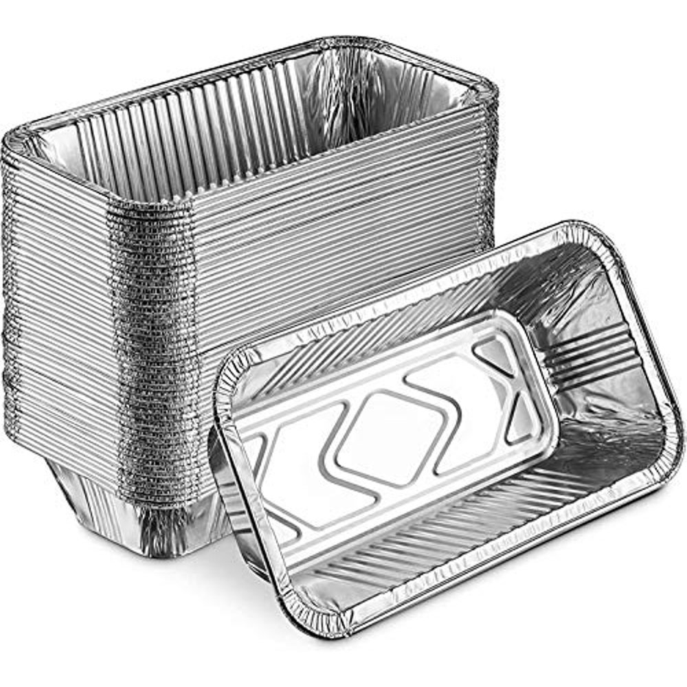 SKYTOUCH HeavyDuty Disposable Aluminum BBQ Foil Pans, Rear Grease Cup