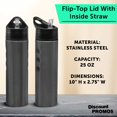 thumbnail image 4 of Slim Stainless Steel Water Bottles 25 oz, 6 pack, Reusable Gym Sports Bulk Pack, Charcoal, 4 of 5