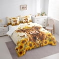 thumbnail image 4 of Manfei Highland Cattle 7-Piece Twin Bedding Sets, Vibrant Orange Sunflower Bedding Comforter Set, Rustic Farmhouse Animal Reversible Sheet Sets, Microfiber Bedroom Decor, 4 of 8