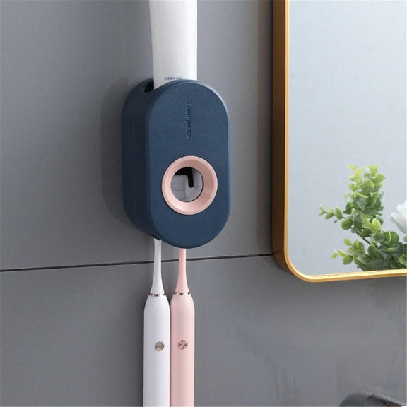 Homesteed Automatic Toothpaste Dispenser and Wall Mounted Toothbrush Holder Set with Toothpaste Squeezer for Bathroom Space Saving Organization