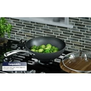 Cooks Standard Classic 11 Inch Nonstick Wok Pan with Lid, Hard Anodized Non Stick Deep Frying Pans, Flat Bottom Wok for Stir Fry, Dishwasher & Oven Safe, Black