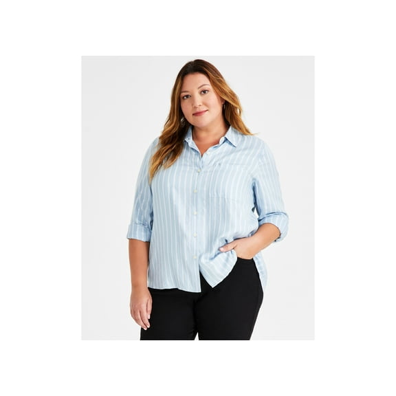 Plus Size Perfect Shine Shirt Sparky Blue 1X
