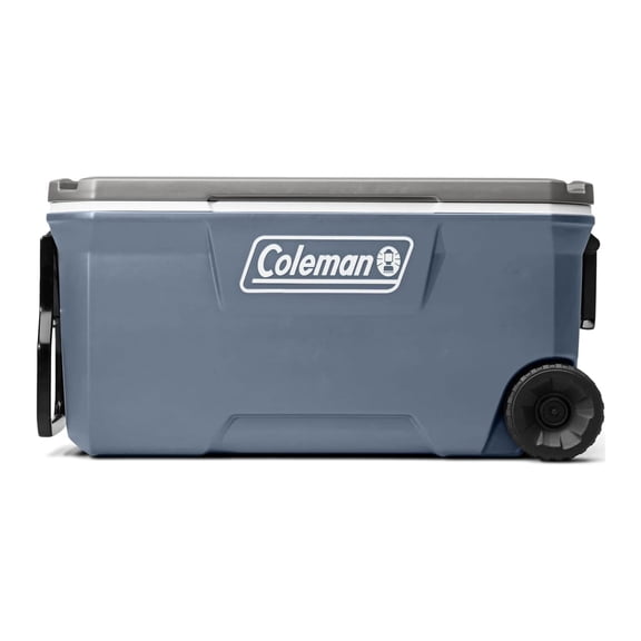Coleman Classic 100 Qt Hard-Sided Rolling Cooler with Wheels, Ice Chest, Lakeside Blue